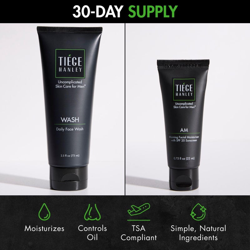 Tiege Hanley Basic Skin Care Set for Men, Hydrating Face Wash & Daily Face Moisturizer With SPF 20 Sunscreen, Basic Facial Kit for Men, Gentle on Sensitive Skin, Men’s Skincare, 2 Piece Kit - Image 3